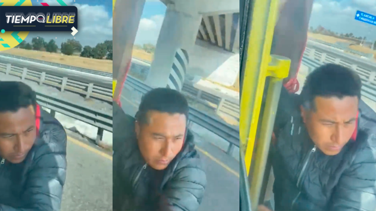 Delincuente intentó asaltar un camión y terminó colgado de la puerta del piloto