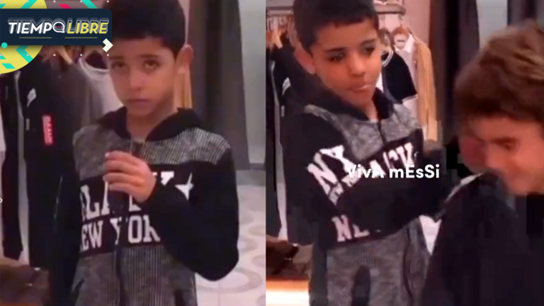 No se aguantó: Hijo de Cristiano Ronaldo le pegó manotazo a niño que gritó “viva Messi”