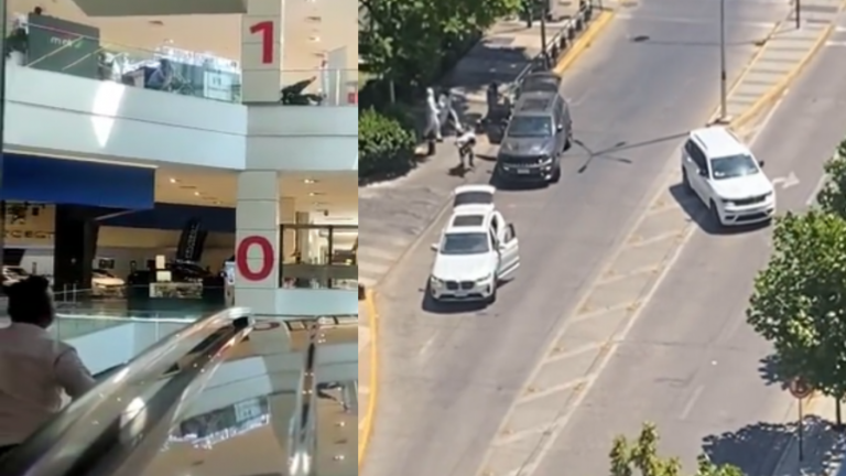 VIDEOS: Personas registran balacera de asaltantes en Mall Plaza Egaña