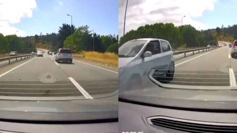 Evitó impacto frontal: Video captó vertiginosa maniobra de auto contra el tránsito en plena carretera