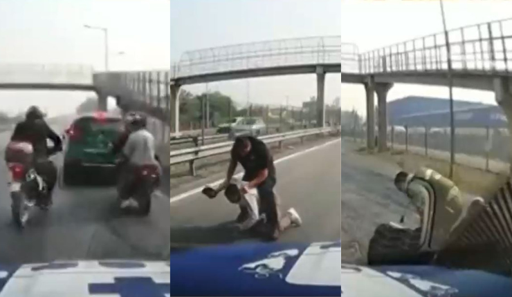 El momento en que ladrones de violento robo fueron arrinconados por Carabineros y hasta por la víctima en Buin