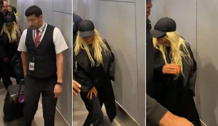 Desató el caos: Así fue el arribo de Christina Aguilera en su llegada al aeropuerto de Santiago