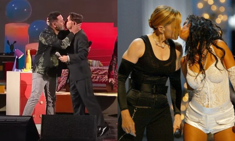 La divertida comparación de Alison Mandel del beso entre Copano y Ruminot con guiño a icónico momento musical