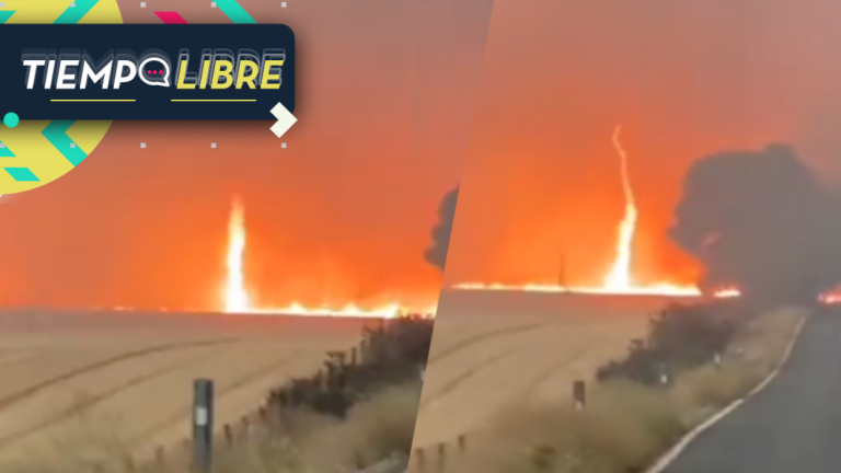 Inédito registro: Graban remolino de fuego durante incendios forestales en comuna de Ñuble