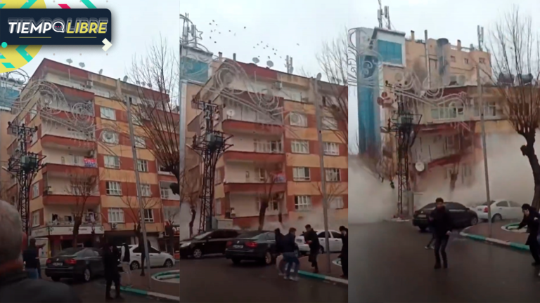 Impactante video muestra el momento exacto del derrumbe de un edificio en Turquía tras terremoto