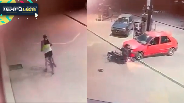 Motochorros quisieron asaltar a ciclista y fueron atropellados por un auto