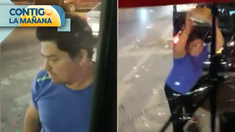 “¡Está fuera de sí!”: Colectivero destruyó con una piedra a microbús con pasajeros en Maipú