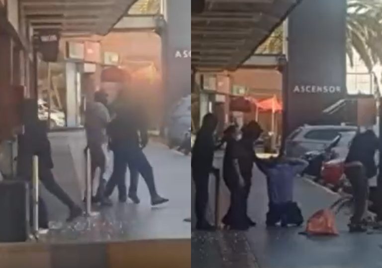 Captan momento exacto en que delincuentes amenazan a trabajadores de sucursal bancaria en asalto en Maipú
