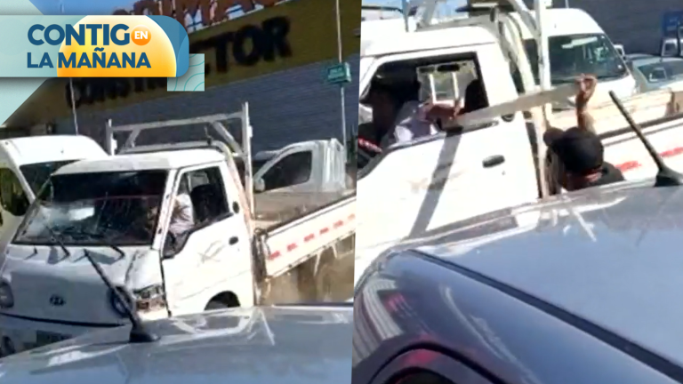 Chocaron sus camionetas: Registran violenta pelea entre conductores de fletes en Viña del Mar