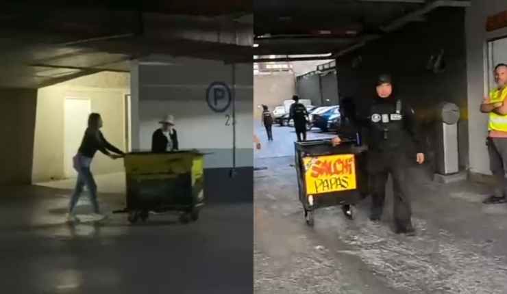 Totalmente insalubre: Captan a comerciantes guardando comida y cocinerías en estacionamientos de Santiago