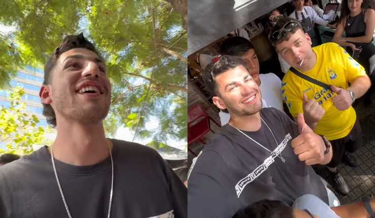 Tiktoker se encontró con Quevedo en un local de Santiago: Le entregó de regalo un trago típico chileno