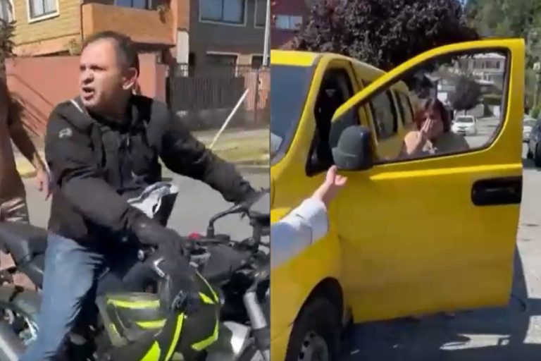 Motorista le fracturó la nariz a conductora de furgón escolar: Los niños estaban al interior del vehículo