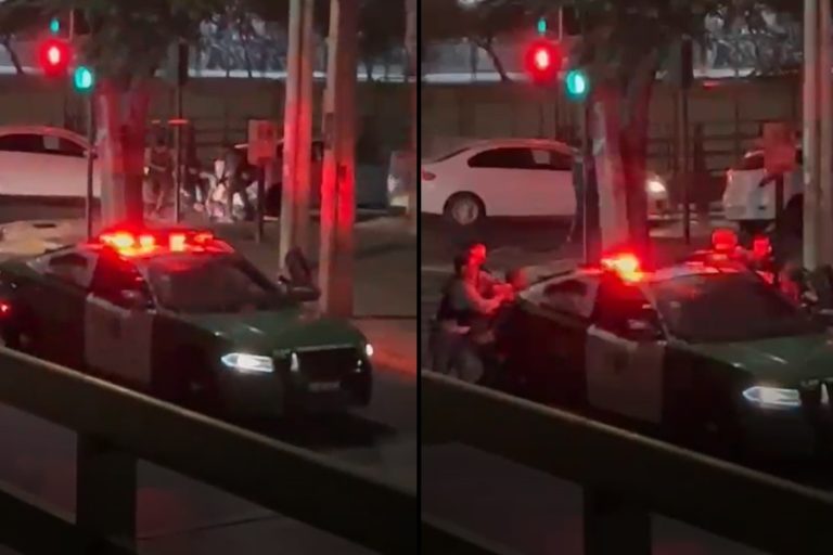 Captan momento exacto en que Carabineros detienen a delincuentes que les dispararon en Quinta Normal