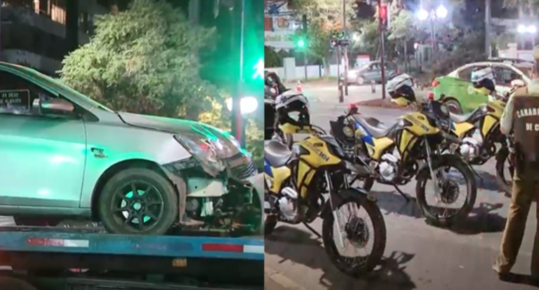 Cuatro individuos fueron detenidos por intento de robo en Providencia: Persecución terminó en choque