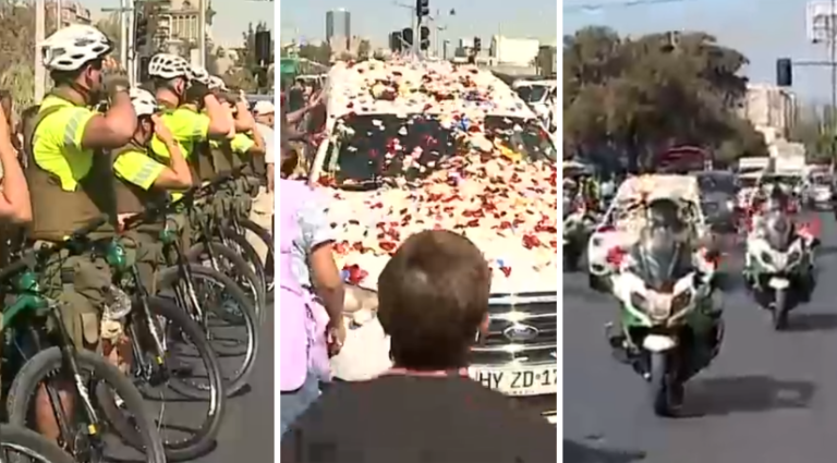 Lo cubrieron de pétalos: El emotivo homenaje al cabo Daniel Palma en el paso de la carroza por la Pérgola