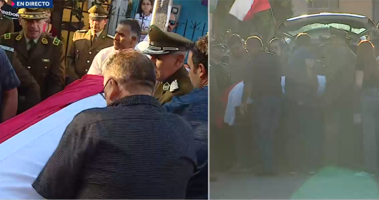 Con aplausos e himno nacional: El momento en que féretro de carabinero asesinado llegó a su casa en Rancagua