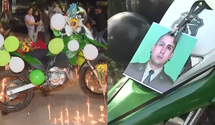 La llenaron de velas, globos y dibujos: Moto de carabinero Daniel Palma se convierte en símbolo durante velatón
