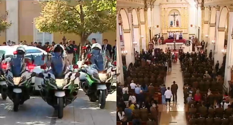 Emotiva despedida: Cortejo fúnebre de cabo Daniel Palma llegó hasta la Catedral de Rancagua para su funeral