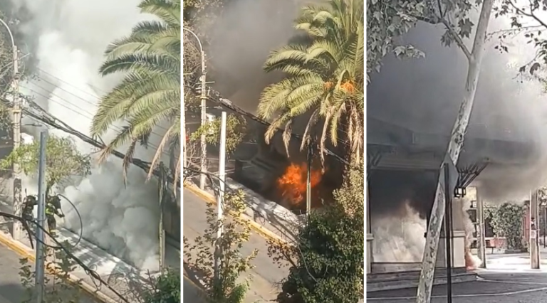 Llamas se veían desde la calle: Los registros del incendio en cámara subterránea en Providencia