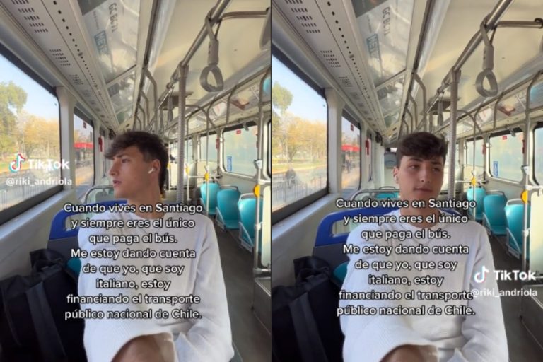 Tiktoker italiano en Chile sorprendido por la evasión en micros: 