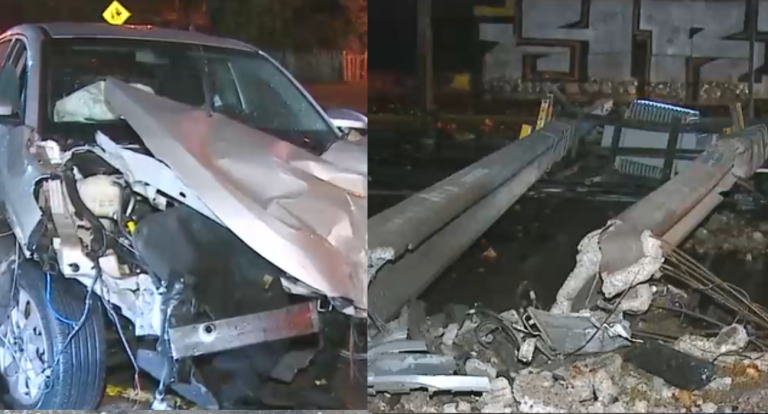 Conductor chocó contra tres postes, se dio a la fuga y dejó sin luz a vecinos de El Bosque