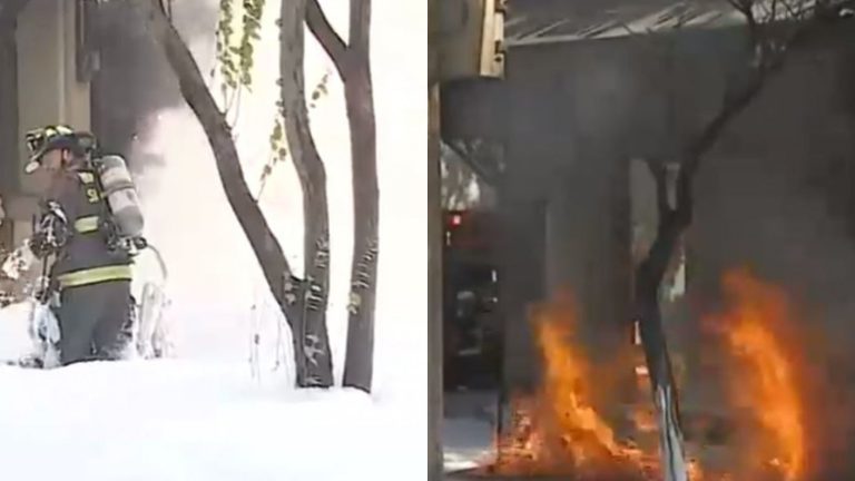 Abundante espuma cubrió las calles de Providencia: Fue parte de un operativo para apagar incendio