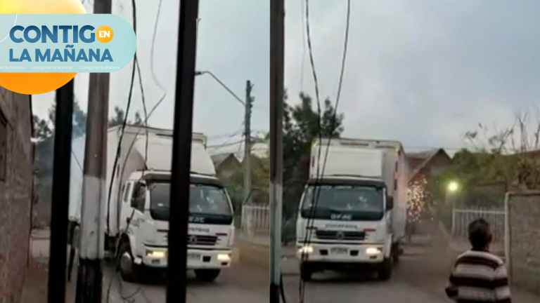 Camión en total descontrol: Conductor arrasó con postes y cables dejando cinco mil clientes sin luz