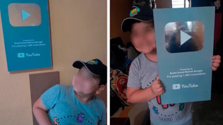 El preocupado gesto de papá a su pequeño hijo que quería una placa YouTube: 