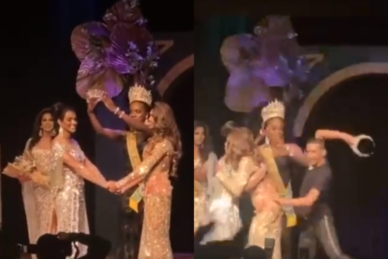 ¿No pudo con la envidia? Esposo de finalista perdedora de concurso de belleza rompió corona de la ganadora