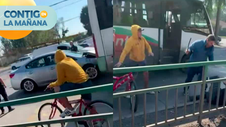 Aumenta violencia en las calles: Registran violenta pelea entre automovilista y conductor de microbús en Talagante