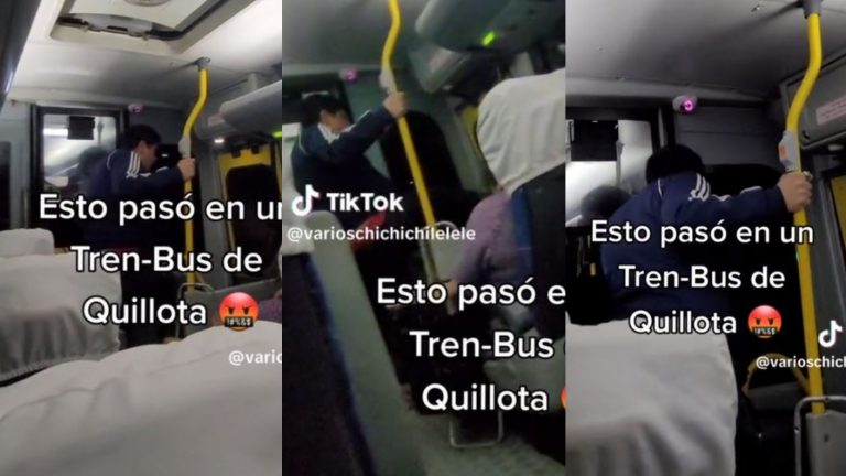 “Sentimos miedo”: Viralizan agresiva reacción de pasajero en bus de Quillota que agarró a patadas la puerta
