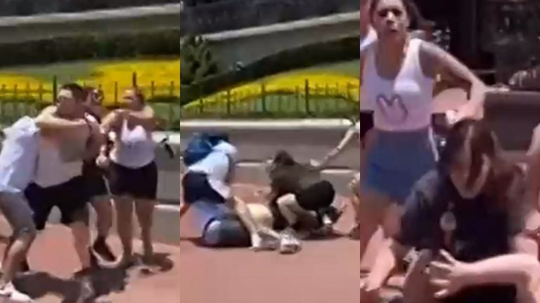 Registran violenta pelea golpes entre dos familias que visitaban Disney: Todo fue por una foto