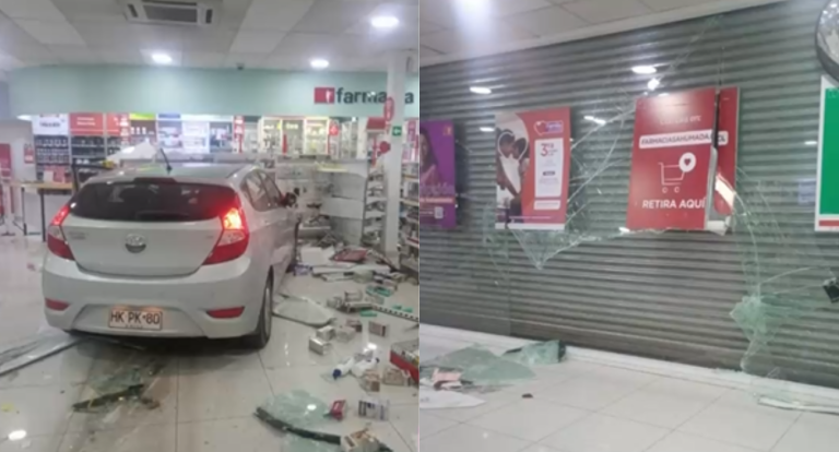 Adulta mayor terminó con su auto incrustado en una farmacia tras confundir el acelerador con el freno