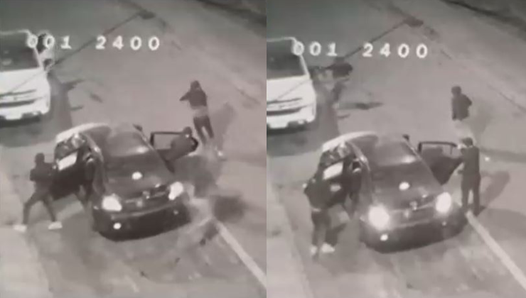 5 contra 2: Fuerte registro de encerrona en Peñalolén que terminó con mujer atropellada