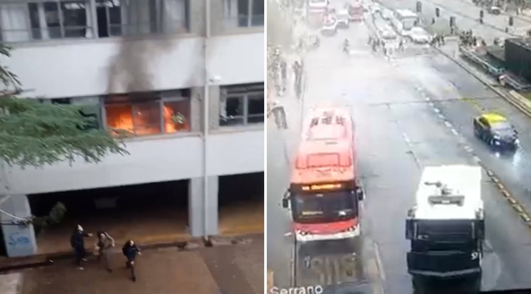 Reportan incendio al interior del Instituto Nacional: Tránsito permanece interrumpido por Alameda