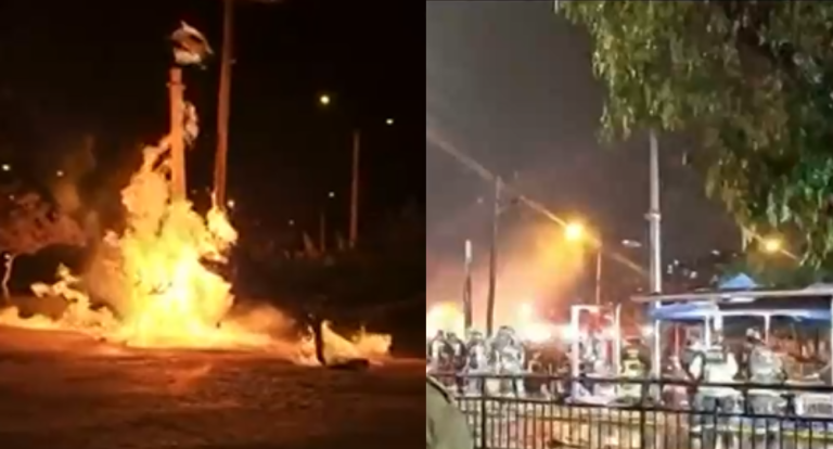 Incendio en alumbrado público afectó a vecinos de La Florida: Fue provocado por fuga de gas subterránea