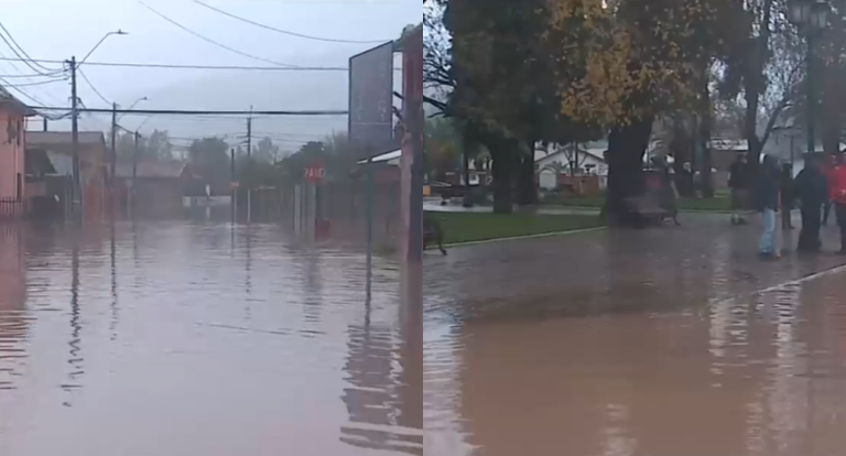 Impresionantes imágenes: Así luce la Plaza de Armas de Licantén tras desborde de río Mataquito