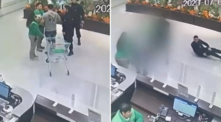 Mechero que habría sido sorprendido robando atacó con arma blanca a guardias en supermercado