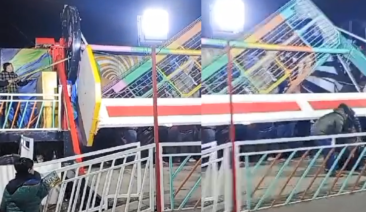 Grave accidente en Graneros: Juego mecánico se cayó mientras estaba con personas en su interior