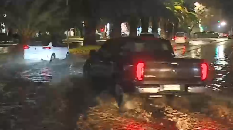 Llaman a conducir con precaución: Reportan nueva inundación en calle aledaña al Parque O'Higgins