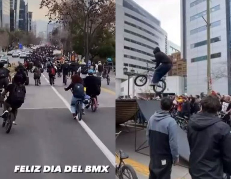 Ciclistas se tomaron Av. Apoquindo para celebrar el día del BMX: Municipio tomará acciones legales