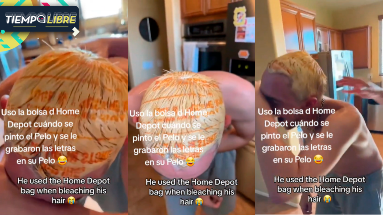 ¡Manso condoro! Utilizó bolsa de supermercado para teñirse, pero terminó con letras grabadas en el pelo