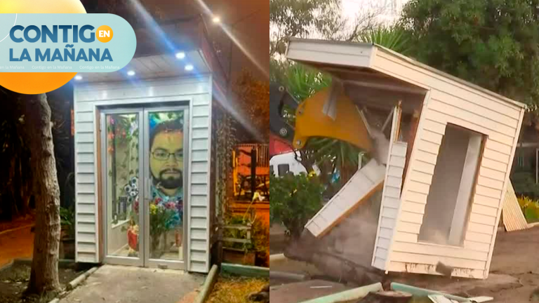 Demuelen memorial en San Ramón: Contaba con mampara, decoración con cerámica y luces led