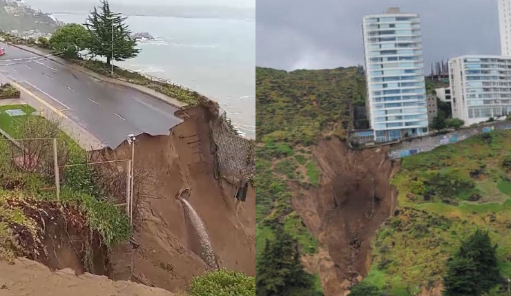 Video registra la magnitud de socavón a metros de edificio en Reñaca