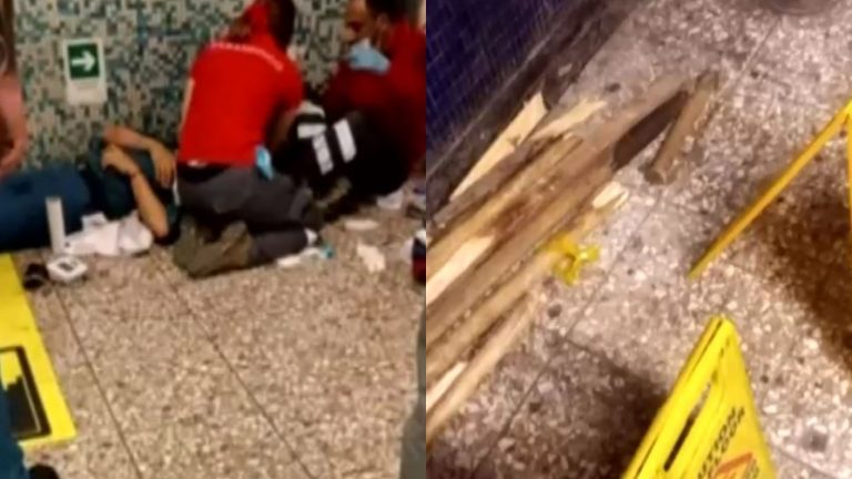 Turba lo golpeó con palos: Vigilante del Metro de Santiago fue atacado por ambulantes