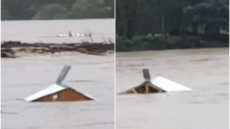 Solo se veía el techo: Casa fue totalmente arrastrada por fuerte caudal del río Maule en Constitución