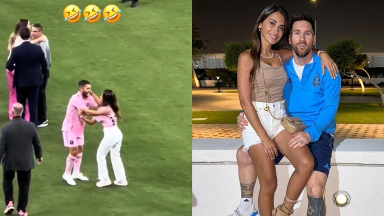 ¡Se equivocó de jugador! Antonela Roccuzzo confundió a Jordia Alba con Messi y casi lo besa