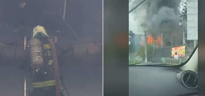 Gran incendio consumió fábrica en Estación Central: Vecinos aseguran que era un recinto abandonado