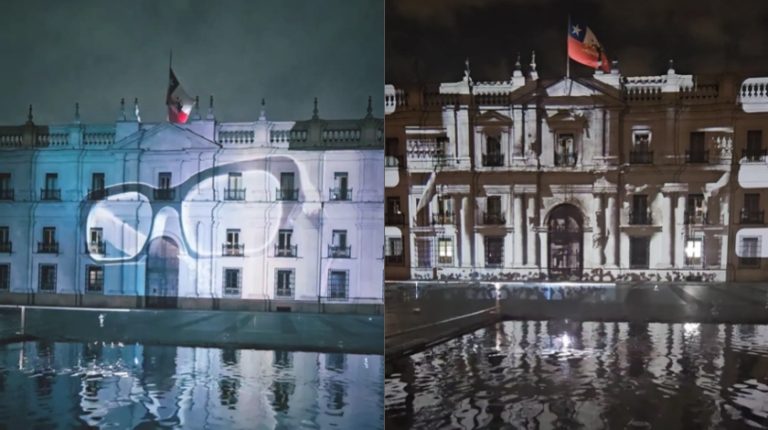 Campaña “Democracia siempre” iluminó el frontis de La Moneda