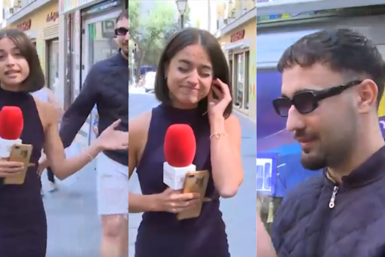 Hombre acosó a periodista en vivo en España: Lo encaró, fue detenido en minutos y quedó grabado